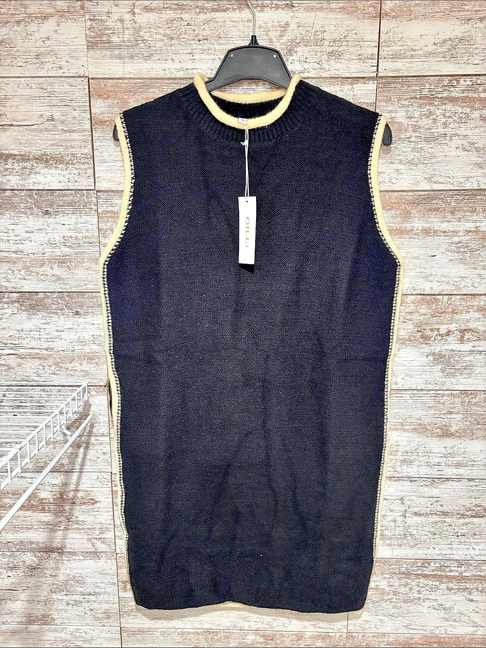 GILLI Sleeveless Sweater dress in Black & Cream Size Large NWT